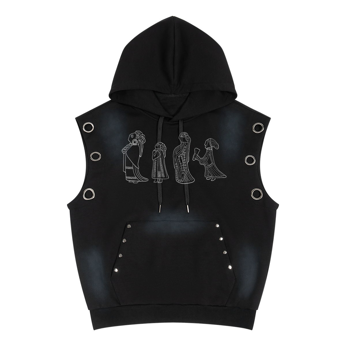 viking,valkryie,hoodie,black,goth,alternative,alt,punk,distressed,sleeveless