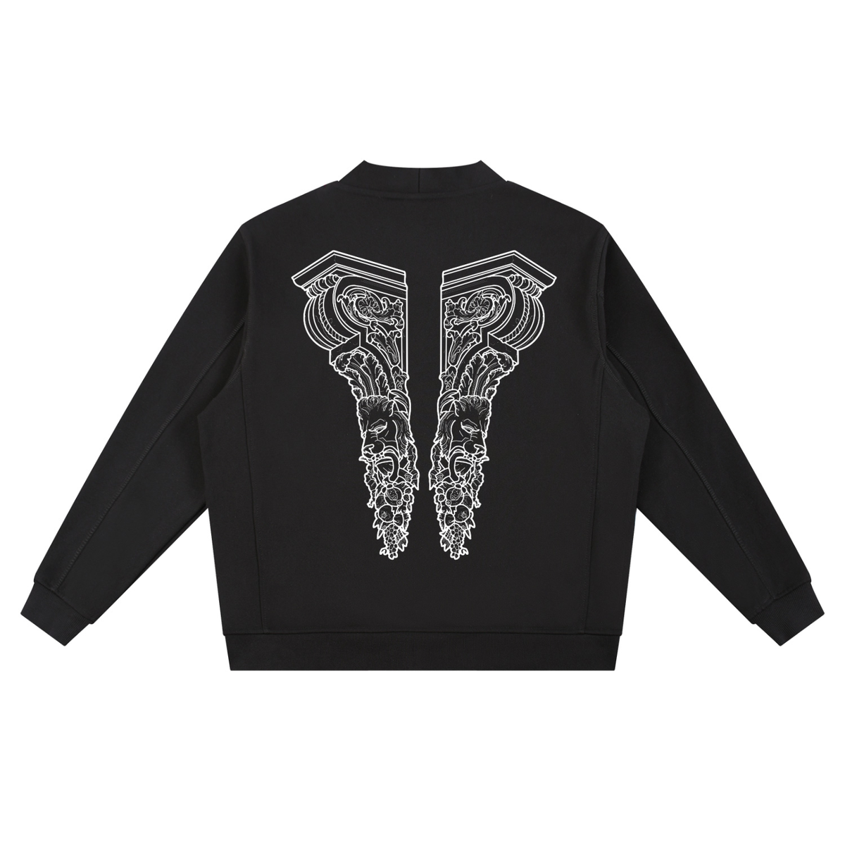 Corbel black cardigan with wings, architecture, floral