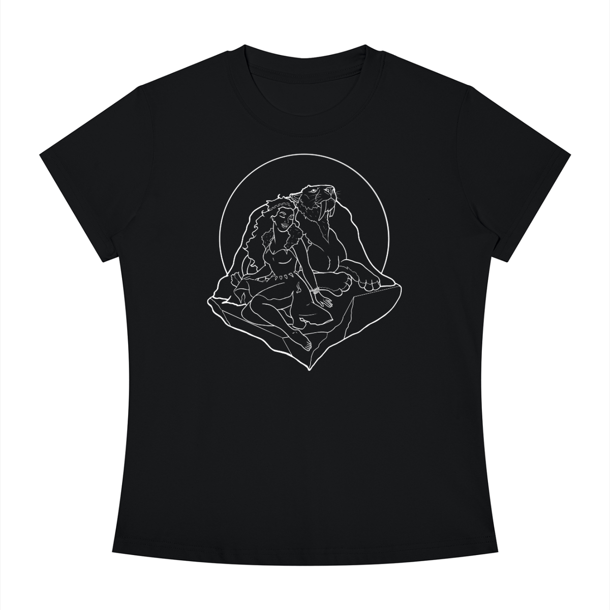 blackshirt,witch,handdrawn,lineart,pleistocene,holocene,archaeology,history,women,feminism,tshirt,shirt,pinup,blackfront