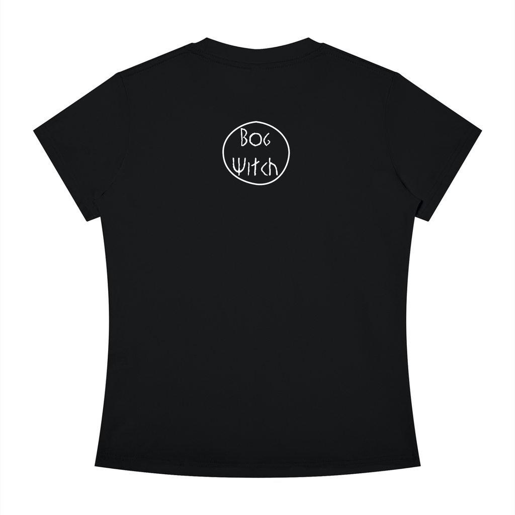 Blackshirt,witch,handdrawn,lineart,pleistocene,holocene,archaeology,history,women,feminism,tshirt,shirt,pinup,back
