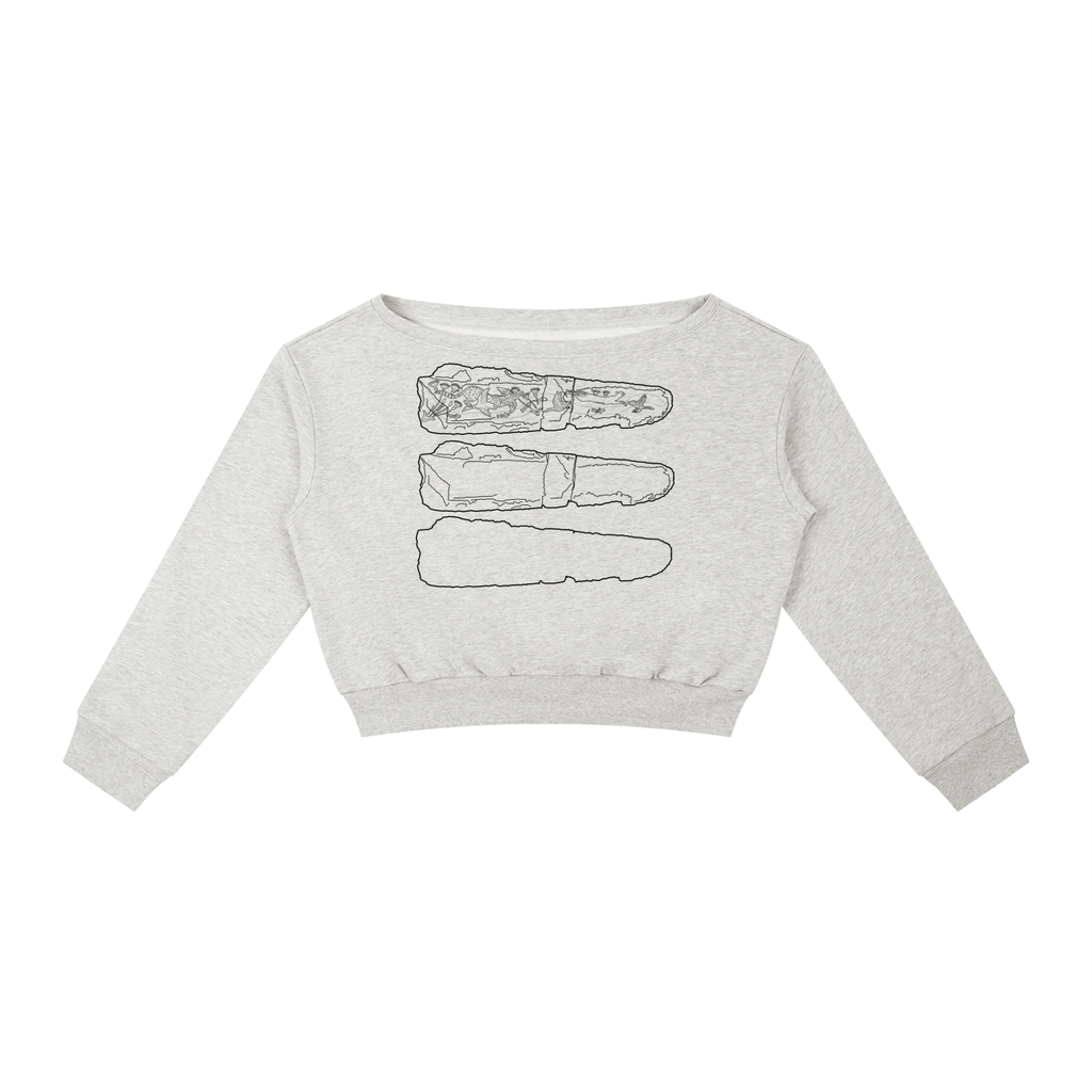 White Mycenean dagger sweater, front, archaeology
