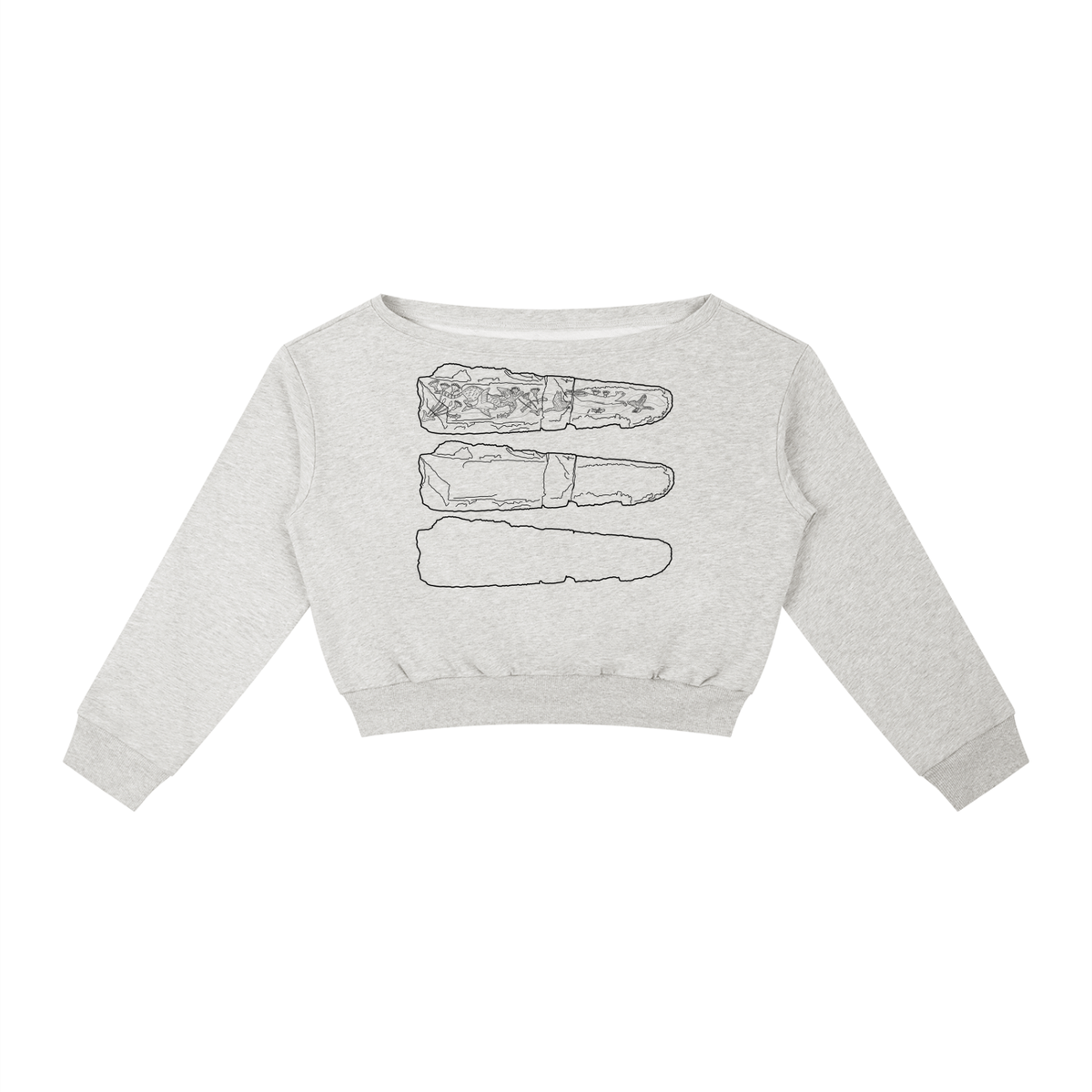 White Mycenean dagger sweater, front, archaeology