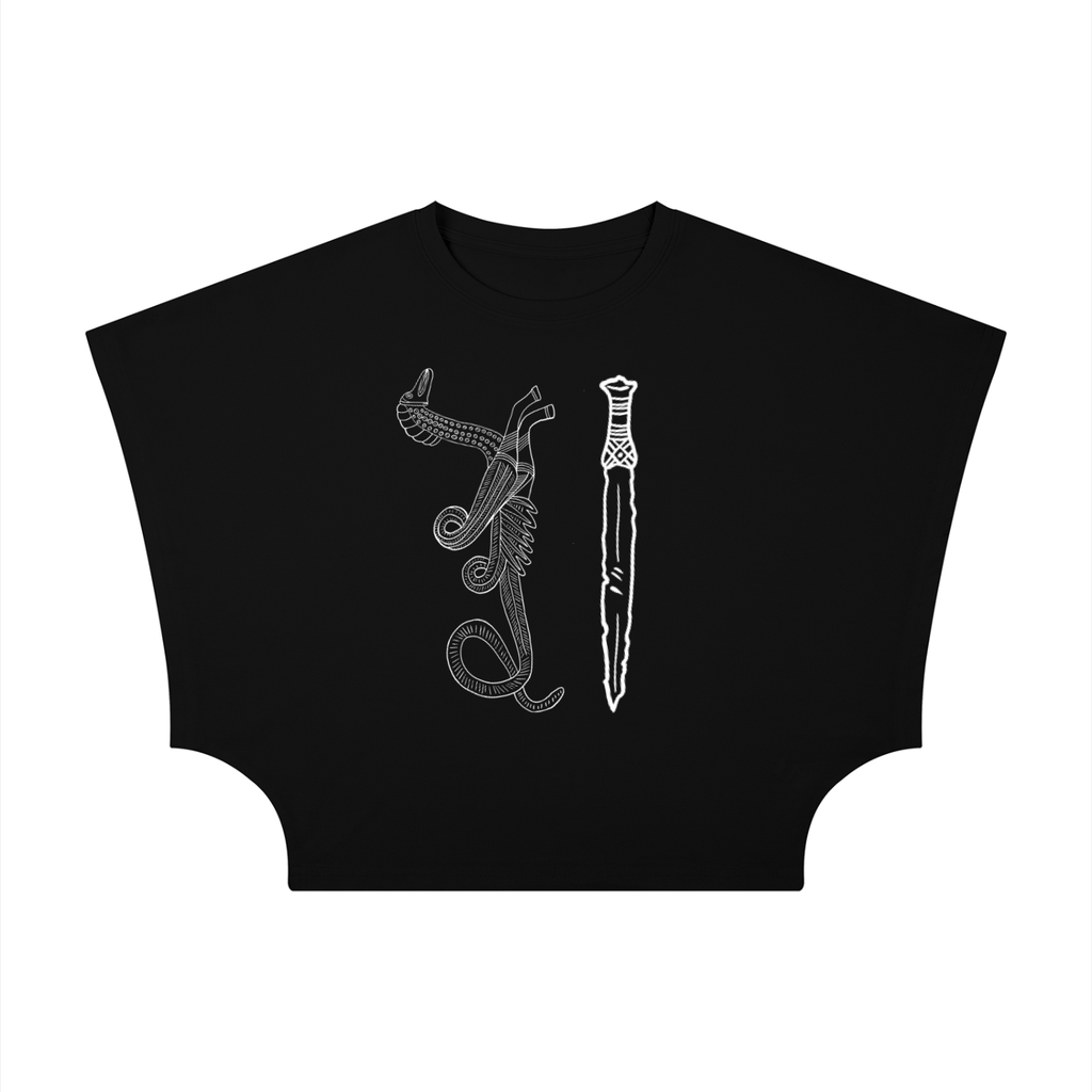 blackshirt,ironage,sword,dragon,handdrawn,archaeology,history,denmark,archeology,witch,witchy,feminine,womensshirt,withcyshirt,croptop,crop,cropped