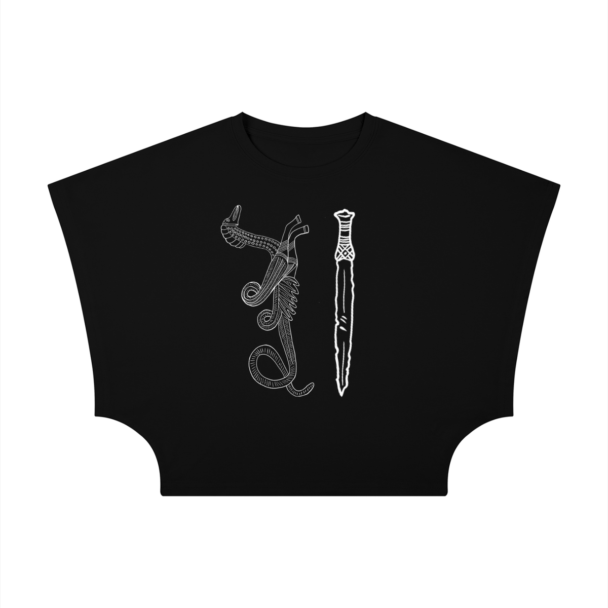 blackshirt,ironage,sword,dragon,handdrawn,archaeology,history,denmark,archeology,witch,witchy,feminine,womensshirt,withcyshirt,croptop,crop,cropped
