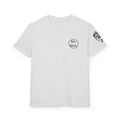 Youth gray grey shirt with Siberian Maiden tattoo on sleeve, front