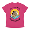hotpinkshirt,history,archaeology,pinup,barbie,ancient,feminism,anthropology,tshirt,womens,woman,fitted,funny,cat,front