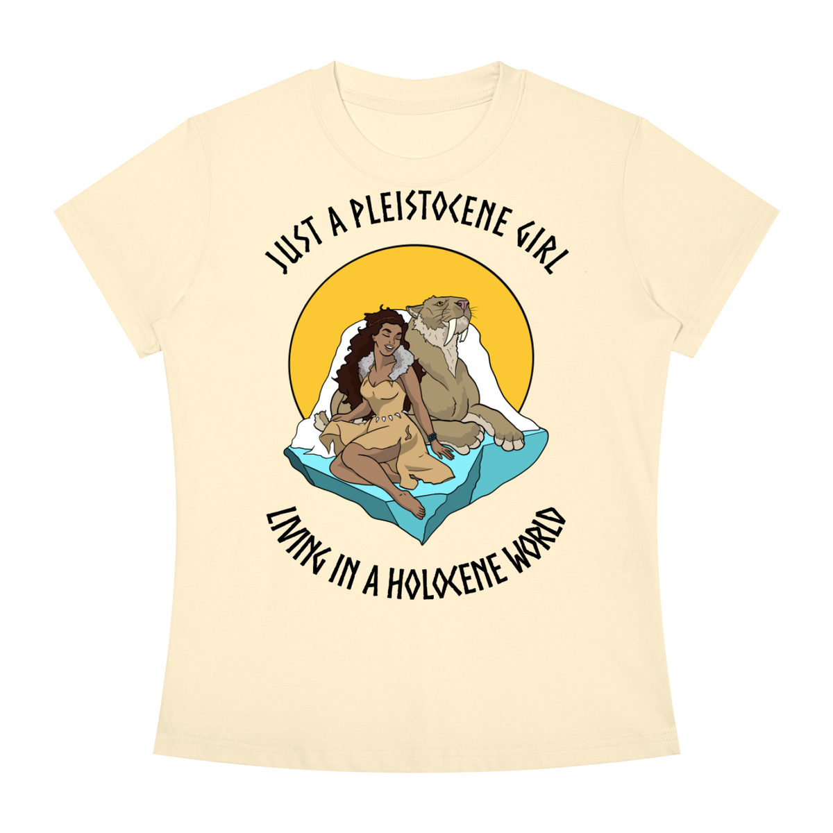 yellowshirt,history,archaeology,pinup,barbie,ancient,feminism,anthropology,tshirt,womens,woman,fitted,funny,cat,front