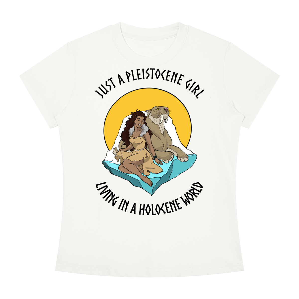 whiteshirt,history,archaeology,pinup,barbie,ancient,feminism,anthropology,tshirt,womens,woman,fitted,funny,cat,front
