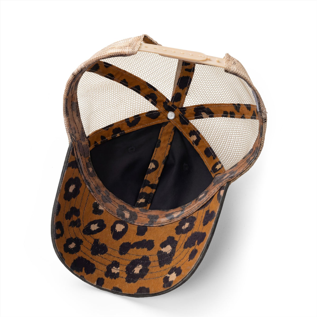 Leopard print baseball cap with mesh back